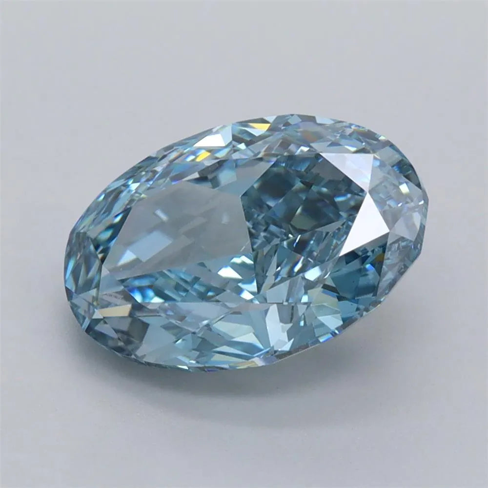 3.00ct Oval Lab Grown Diamond (Colour Fancy Vivid Blue, Clarity VVS1, IGI Certified)