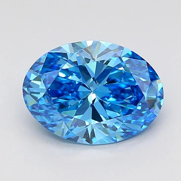 3.00ct Oval Lab Grown Diamond (Colour Fancy Vivid Blue, Clarity VVS2, IGI Certified)