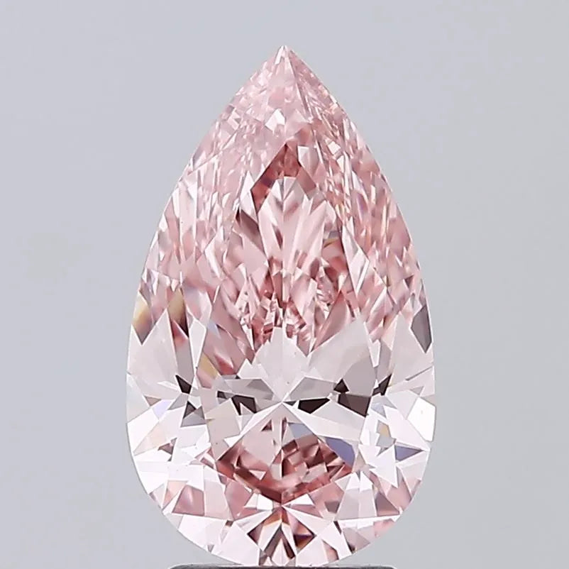 3.00ct Pear Lab Grown Diamond (Colour Fancy Vivid Pink, Clarity VS1, IGI Certified)