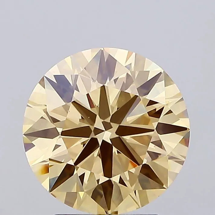 3.00ct Round Lab Grown Diamond (Colour Fancy Brownish Yellow, Clarity VS1, Cut ID, IGI Certified)