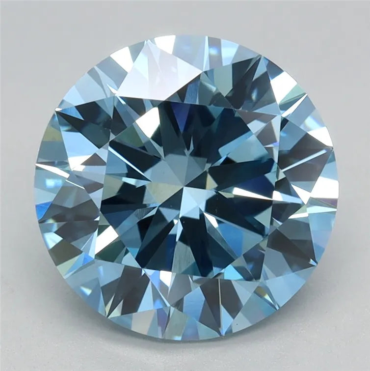 3.00ct Round Lab Grown Diamond (Colour Fancy Vivid Blue, Clarity VS1, Cut EX, IGI Certified)