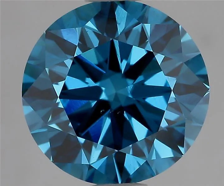 3.00ct Round Lab Grown Diamond (Colour Fancy Vivid Blue, Clarity VS2, Cut ID, IGI Certified)