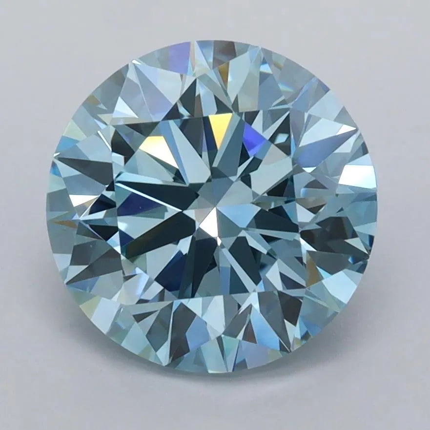 3.00ct Round Lab Grown Diamond (Colour Fancy Vivid Blue, Clarity VVS1, Cut ID, IGI Certified)