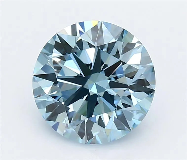 3.00ct Round Lab Grown Diamond (Colour Fancy Vivid Blue, Clarity VVS2, Cut ID, IGI Certified)