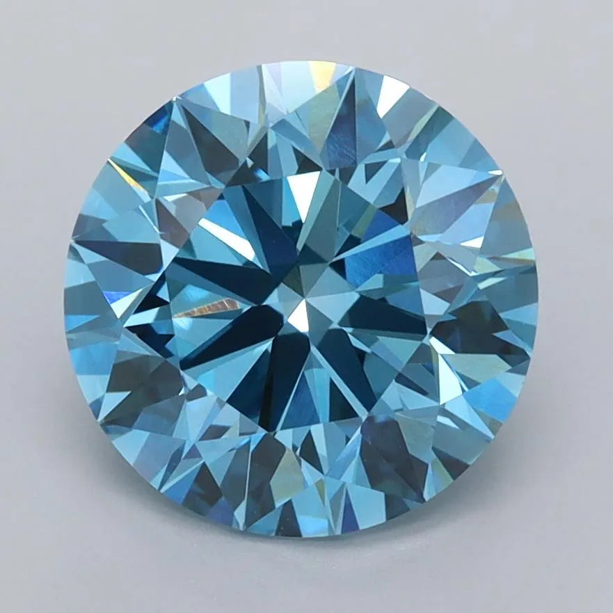 3.00ct Round Lab Grown Diamond (Colour Fancy Vivid Blue, Clarity VVS2, Cut ID, IGI Certified)