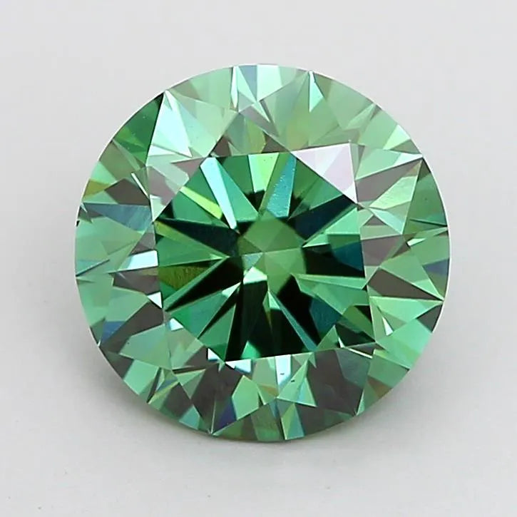 3.00ct Round Lab Grown Diamond (Colour Fancy Vivid Green, Clarity VS1, Cut ID, IGI Certified)