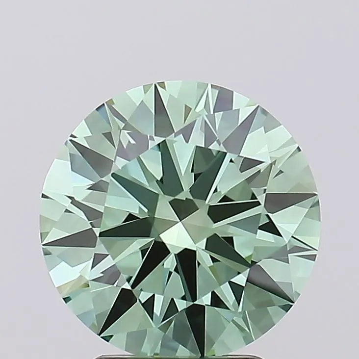 3.00ct Round Lab Grown Diamond (Colour Fancy Vivid Green, Clarity VVS2, Cut ID, IGI Certified)