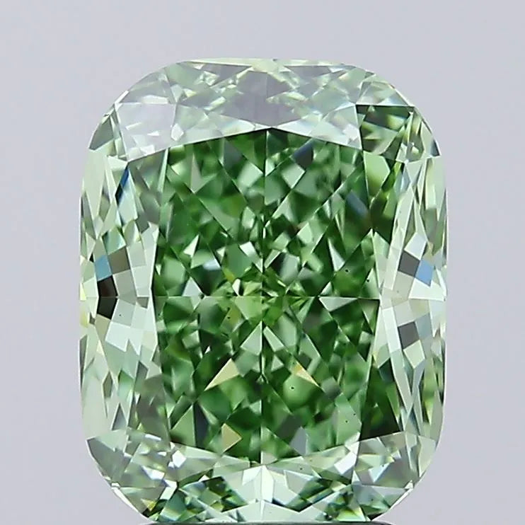 3.01ct Cushion modified Lab Grown Diamond (Colour Fancy Vivid Green, Clarity VS1, IGI Certified)