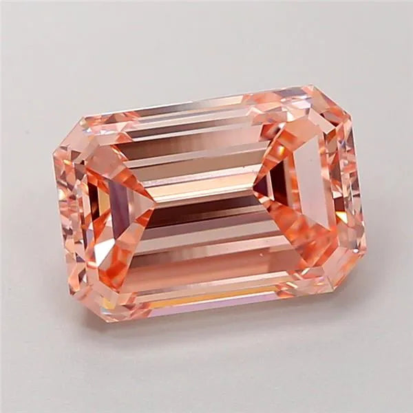 3.01ct Emerald Lab Grown Diamond (Colour Fancy Intense Orangey Pink, Clarity VS2, IGI Certified)