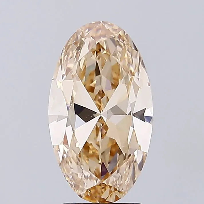 3.01ct Oval Lab Grown Diamond (Colour Fancy Light Brown, Clarity VVS2, IGI Certified)