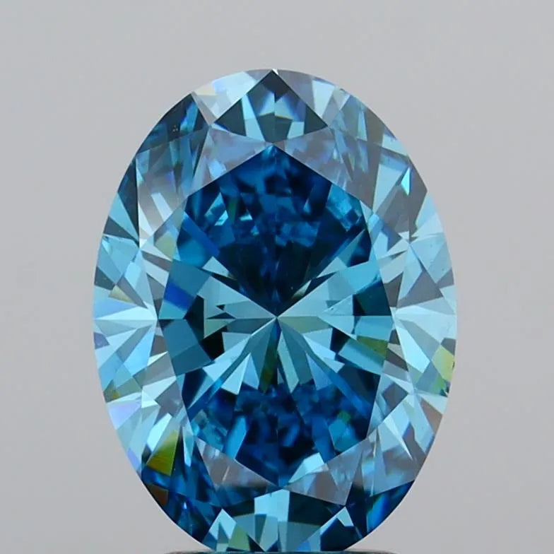 3.01ct Oval Lab Grown Diamond (Colour Fancy Vivid Blue, Clarity VS1, IGI Certified)