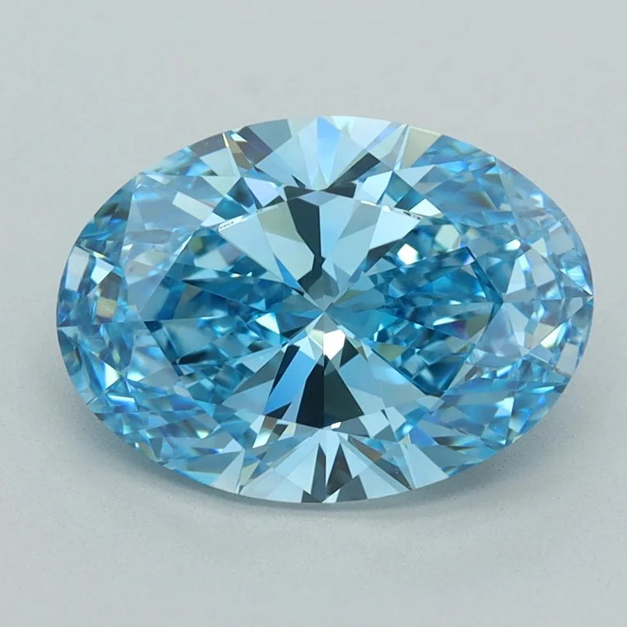 3.01ct Oval Lab Grown Diamond (Colour Fancy Vivid Blue, Clarity VVS1, IGI Certified)