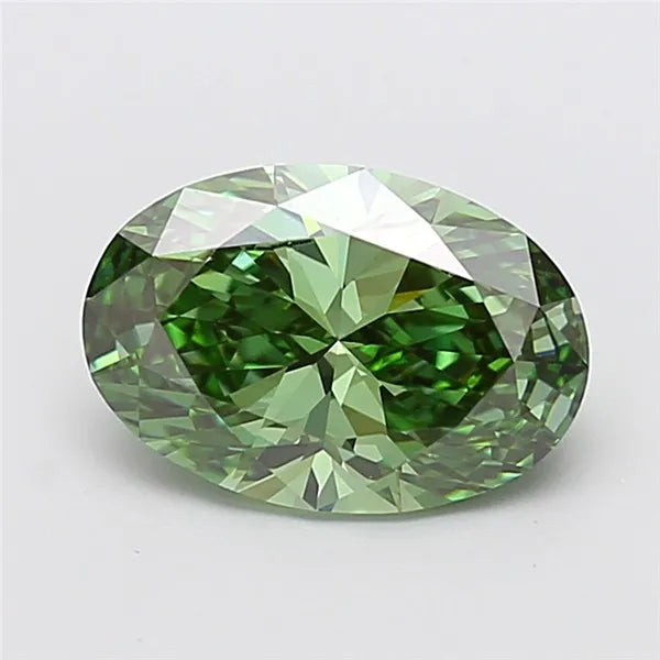 3.01ct Oval Lab Grown Diamond (Colour Fancy Vivid Green, Clarity VVS2, IGI Certified)
