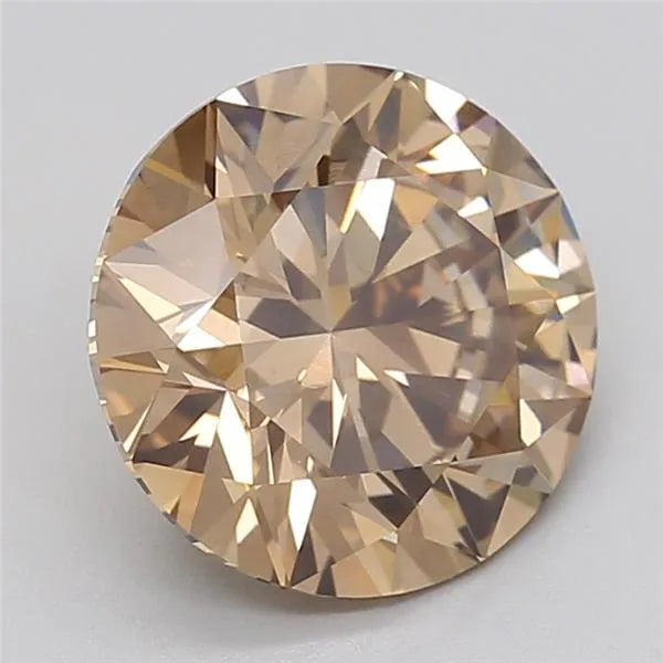 3.01ct Round Lab Grown Diamond (Colour Fancy Light Brown, Clarity VS1, Cut ID, IGI Certified)