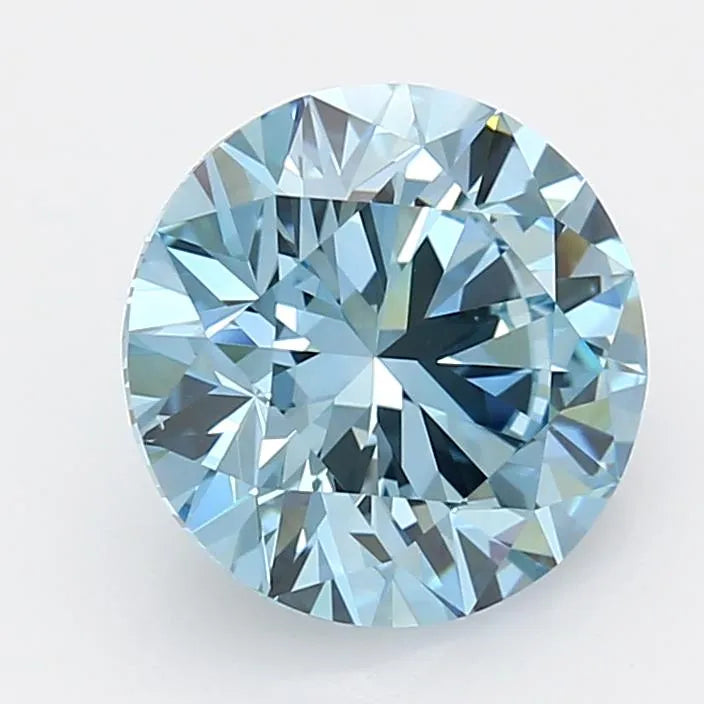 3.01ct Round Lab Grown Diamond (Colour Fancy Vivid Blue, Clarity VVS1, Cut ID, IGI Certified)