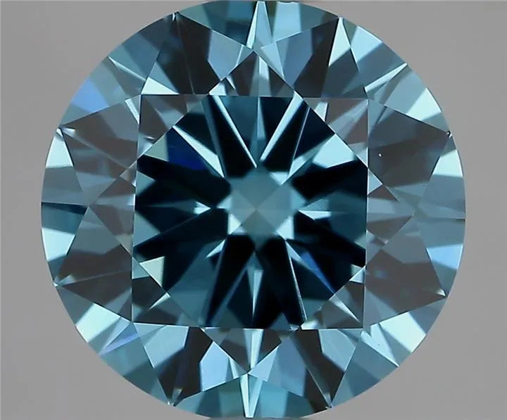 3.01ct Round Lab Grown Diamond (Colour Fancy Vivid Blue, Clarity VVS2, Cut EX, IGI Certified)