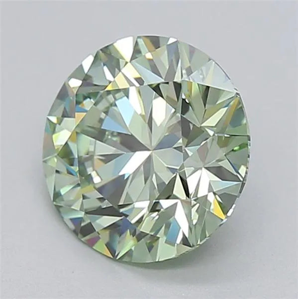 3.01ct Round Lab Grown Diamond (Colour Fancy Vivid Green, Clarity VVS2, Cut ID, IGI Certified)