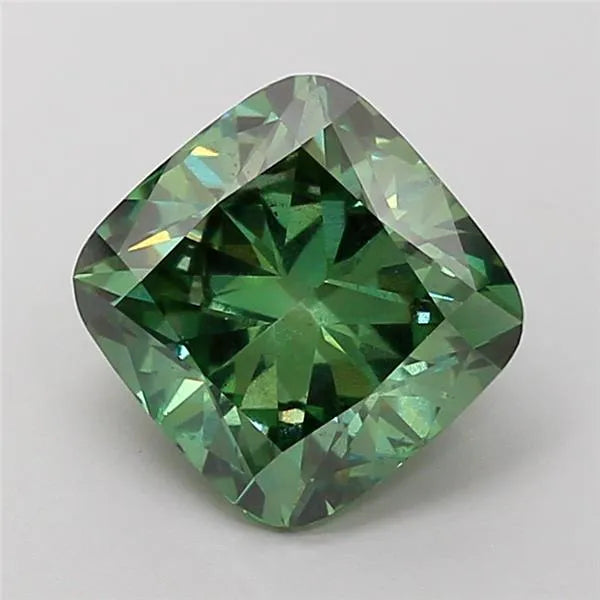 3.02ct Cushion modified Lab Grown Diamond (Colour Fancy Vivid Green, Clarity VS2, IGI Certified)