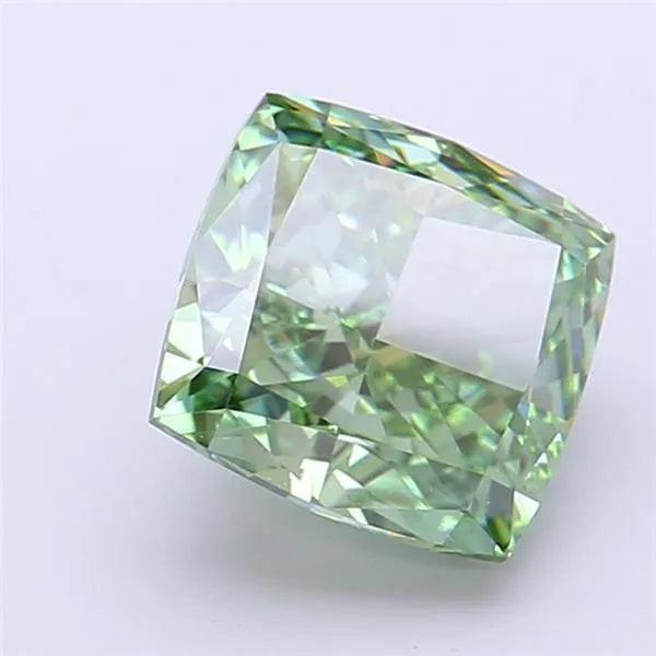 3.02ct Cushion modified Lab Grown Diamond (Colour Fancy Vivid Green, Clarity VVS2, IGI Certified)