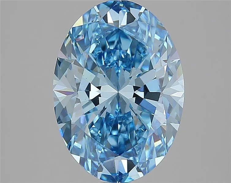 3.02ct Oval Lab Grown Diamond (Colour Fancy Vivid Blue, Clarity VVS2, IGI Certified)