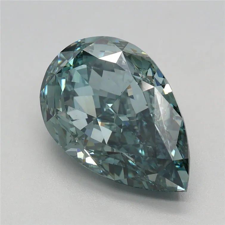 3.02ct Pear Lab Grown Diamond (Colour Fancy Vivid Green, Clarity VVS2, IGI Certified)