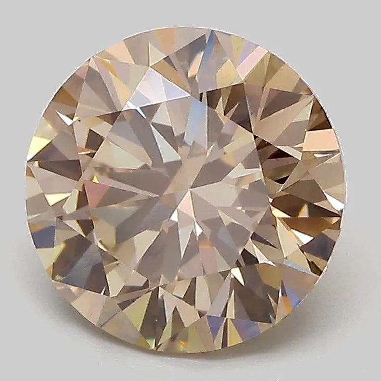 3.02ct Round Lab Grown Diamond (Colour Fancy Light Brown, Clarity VVS2, Cut ID, IGI Certified)