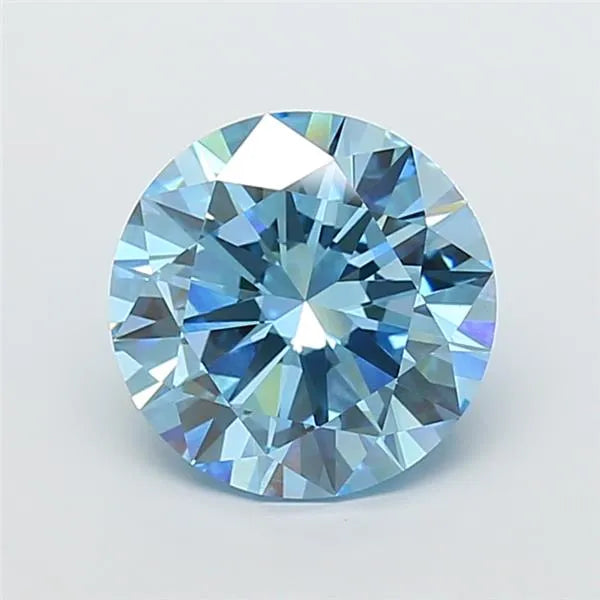 3.02ct Round Lab Grown Diamond (Colour Fancy Vivid Blue, Clarity VS1, Cut ID, IGI Certified)