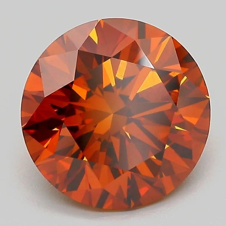 3.02ct Round Lab Grown Diamond (Colour Fancy Vivid Orange, Clarity VVS2, Cut ID, IGI Certified)