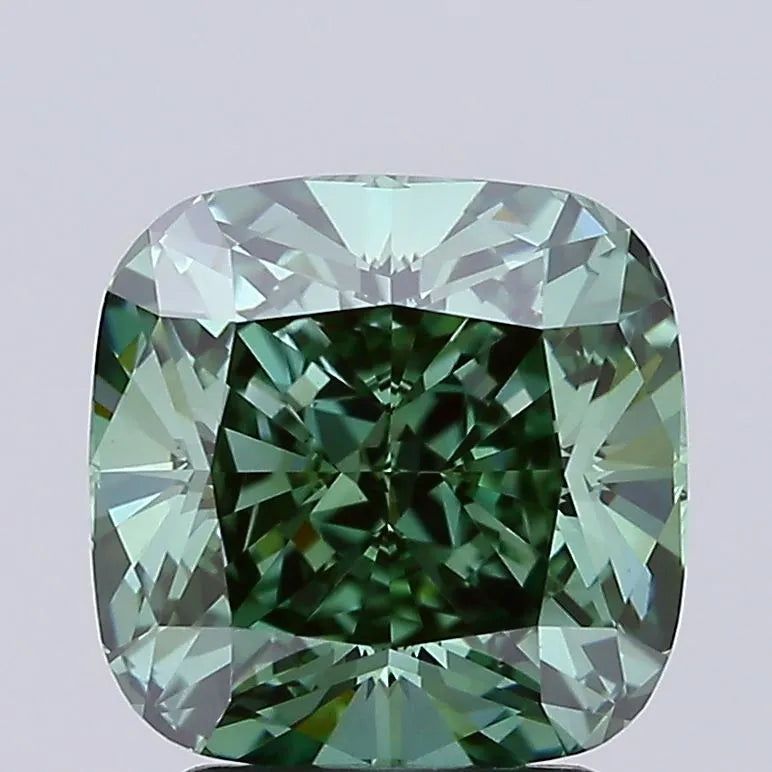 3.03ct Cushion modified Lab Grown Diamond (Colour Fancy Vivid Green, Clarity VVS2, IGI Certified)