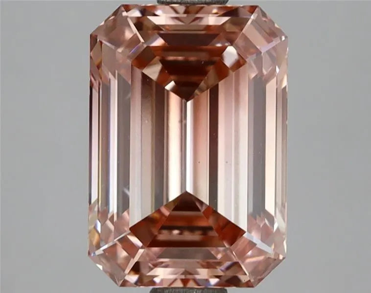 3.03ct Emerald Lab Grown Diamond (Colour Fancy Vivid Brownish Pink, Clarity VS2, IGI Certified)