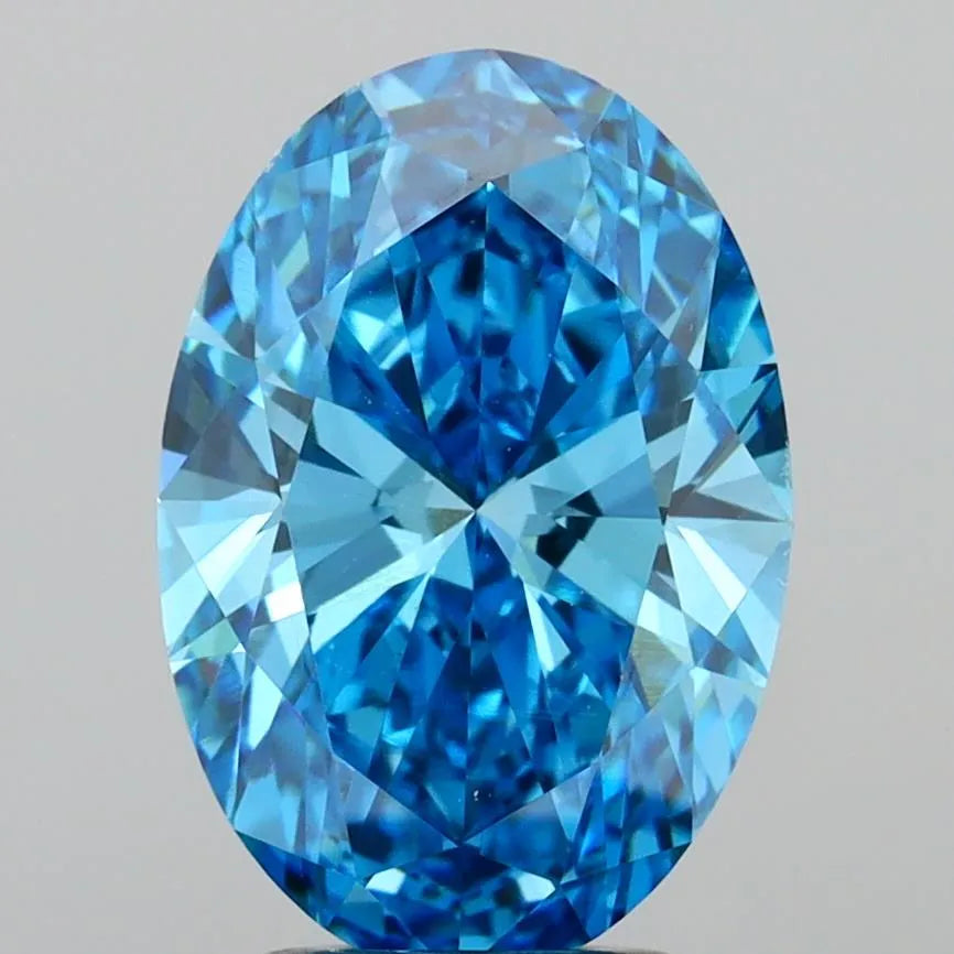 3.03ct Oval Lab Grown Diamond (Colour Fancy Vivid Blue, Clarity VVS2, IGI Certified)