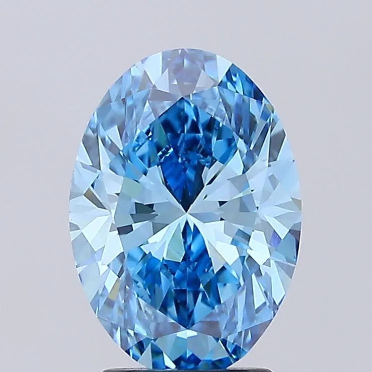 3.03ct Oval Lab Grown Diamond (Colour Fancy Vivid Blue, Clarity VVS2, IGI Certified)