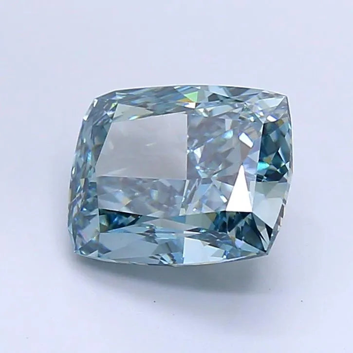 3.04ct Cushion modified Lab Grown Diamond (Colour Fancy Vivid Blue Green, Clarity VVS2, IGI Certified)