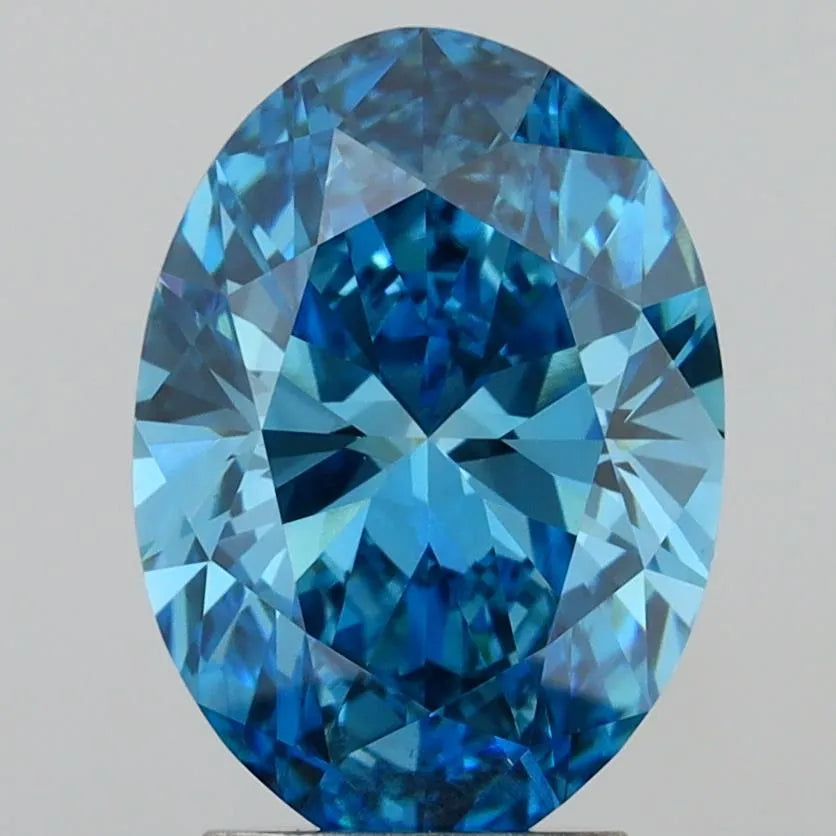 3.04ct Oval Lab Grown Diamond (Colour Fancy Vivid Blue, Clarity VVS2, IGI Certified)