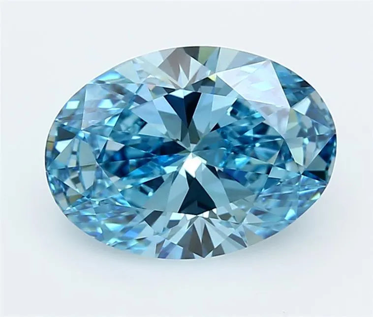 3.04ct Oval Lab Grown Diamond (Colour Fancy Vivid Blue, Clarity VVS2, IGI Certified)