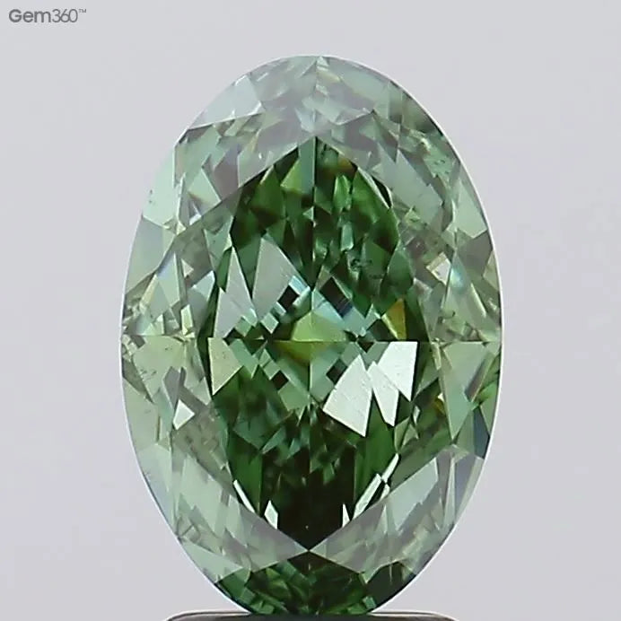 3.04ct Oval Lab Grown Diamond (Colour Fancy Vivid Green, Clarity SI1, IGI Certified)