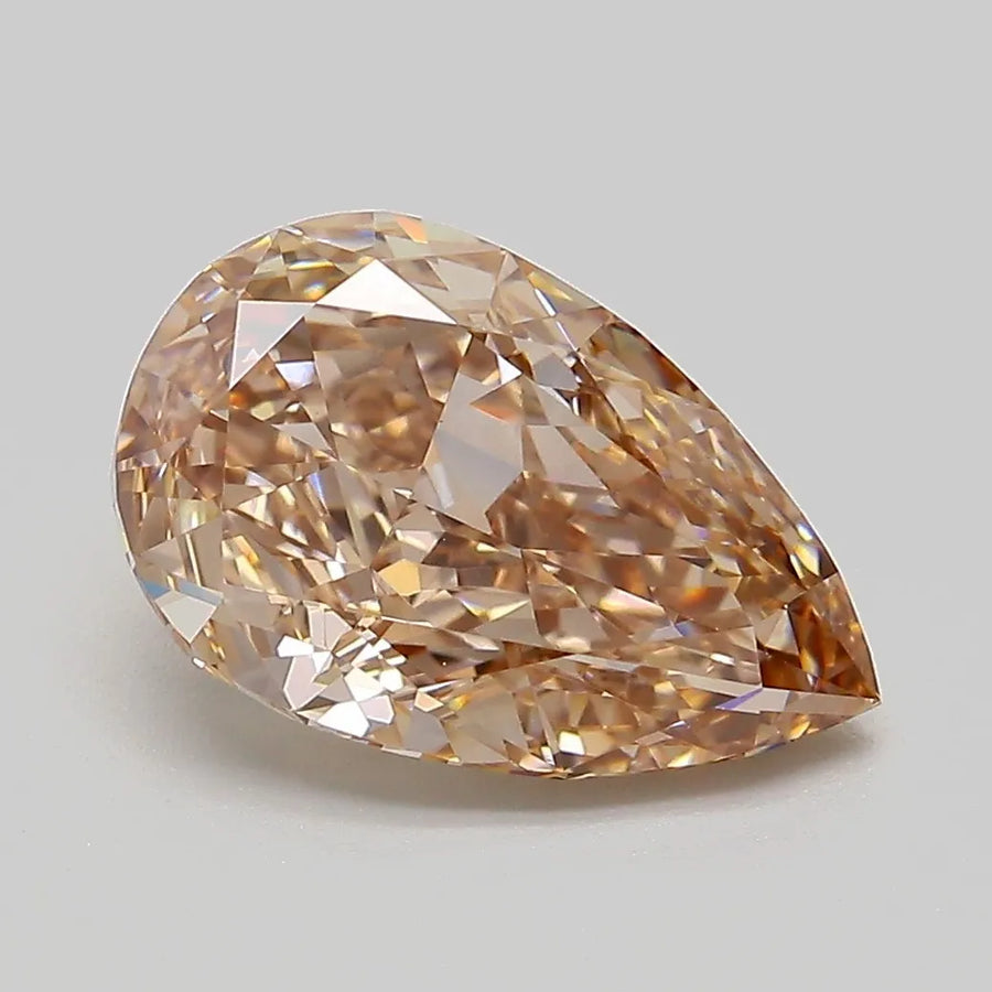 3.04ct Pear Lab Grown Diamond (Colour Fancy Light Brown, Clarity VVS2, IGI Certified)