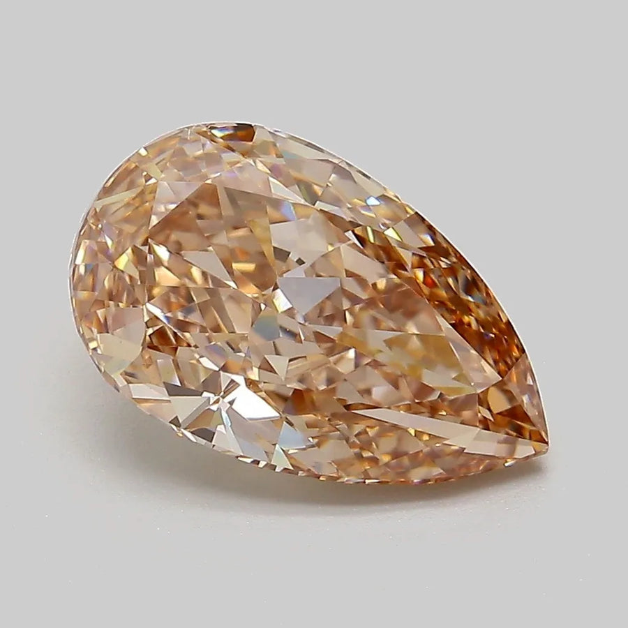 3.05ct Pear Lab Grown Diamond (Colour Fancy Light Brown, Clarity VVS2, IGI Certified)