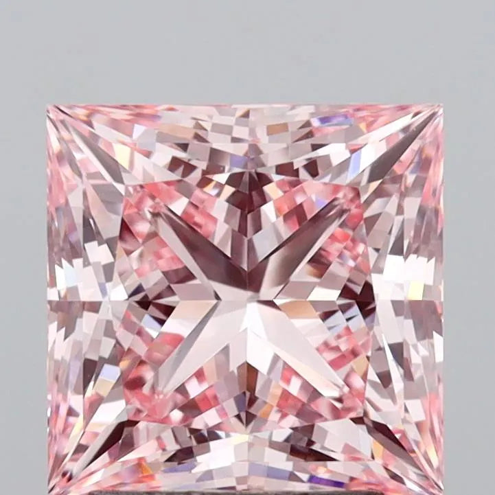 3.05ct Princess Lab Grown Diamond (Colour Fancy Vivid Pink, Clarity VVS2, IGI Certified)