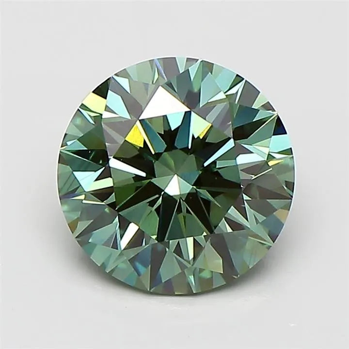 3.05ct Round Lab Grown Diamond (Colour Fancy Vivid Green, Clarity VS1, Cut ID, IGI Certified)