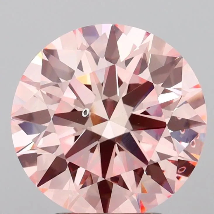 3.05ct Round Lab Grown Diamond (Colour Fancy Vivid Pink, Clarity VS2, Cut EX, Uncertified)