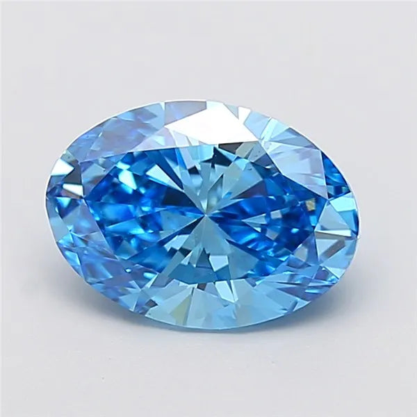3.06ct Oval Lab Grown Diamond (Colour Fancy Vivid Blue, Clarity VS1, IGI Certified)