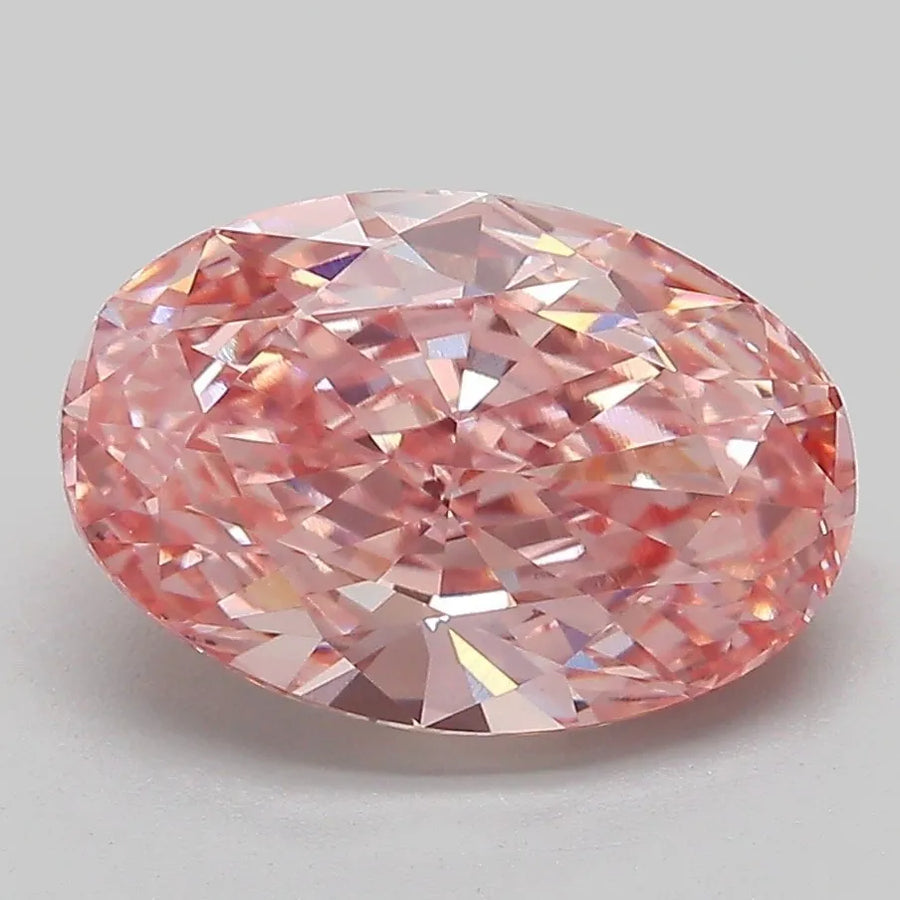 3.06ct Oval Lab Grown Diamond (Colour Fancy Vivid Pink, Clarity VS1, IGI Certified)