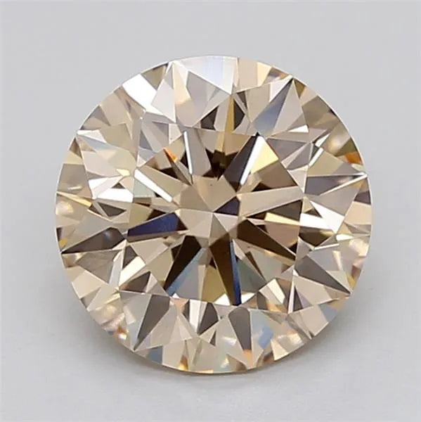 3.06ct Round Lab Grown Diamond (Colour Fancy Light Brown, Clarity VS1, Cut ID, IGI Certified)