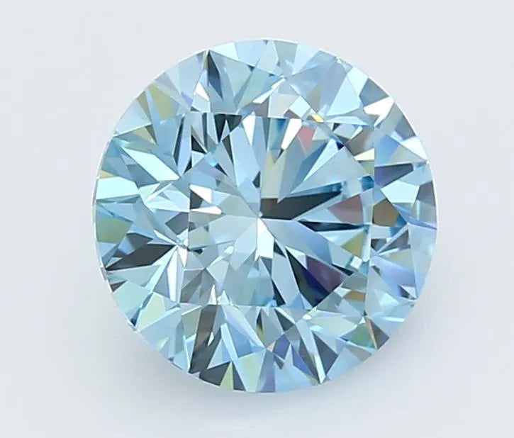 3.06ct Round Lab Grown Diamond (Colour Fancy Vivid Blue, Clarity VVS2, Cut ID, IGI Certified)