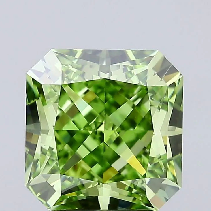 3.06ct Square radiant Lab Grown Diamond (Colour Fancy Vivid Green, Clarity VVS1, IGI Certified)