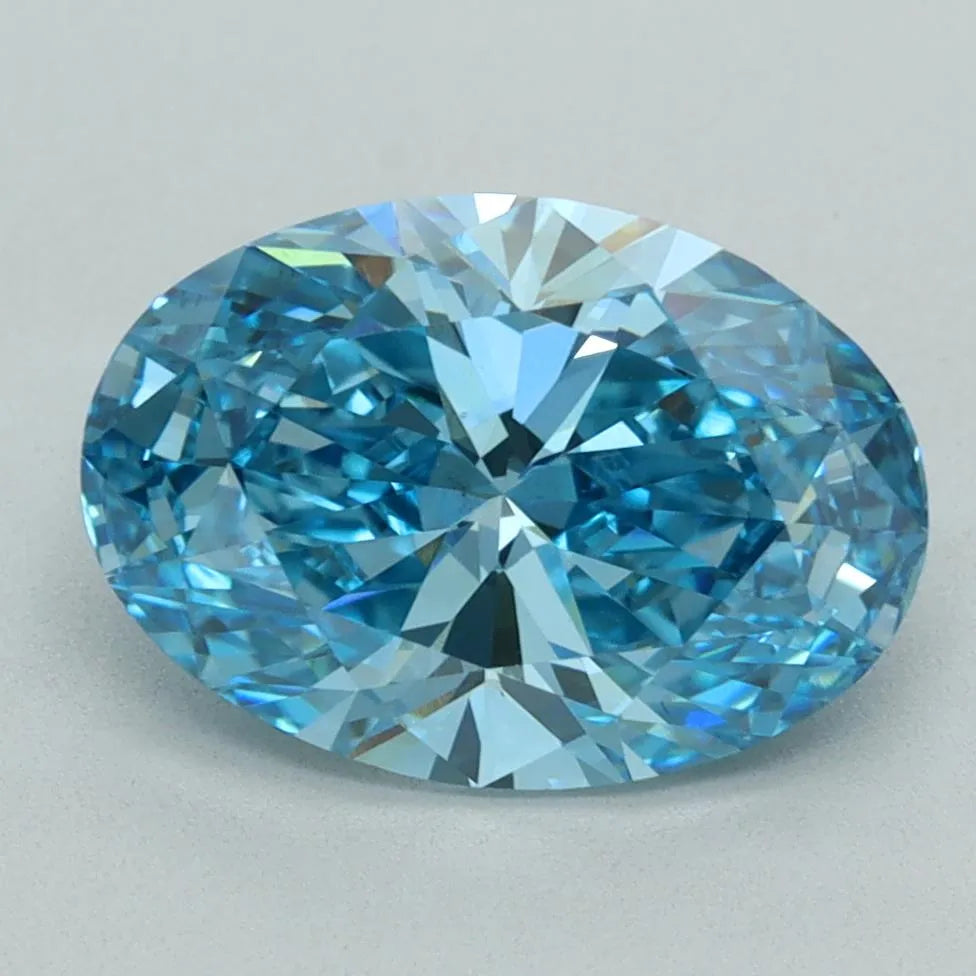 3.07ct Oval Lab Grown Diamond (Colour Fancy Vivid Blue, Clarity VS2, IGI Certified)