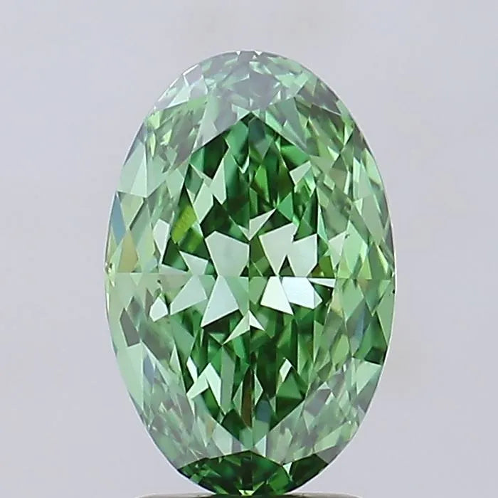 3.07ct Oval Lab Grown Diamond (Colour Fancy Vivid Green, Clarity VVS2, IGI Certified)