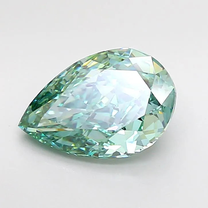 3.07ct Pear Lab Grown Diamond (Colour Fancy Vivid Blueish Green, Clarity VVS1, IGI Certified)