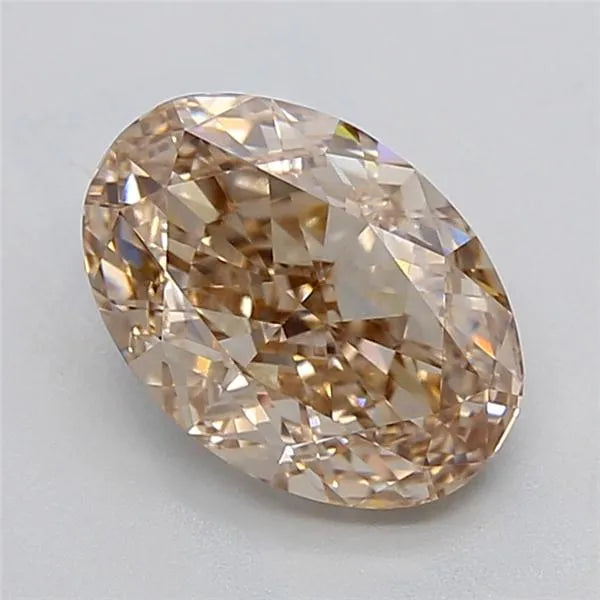 3.08ct Oval Lab Grown Diamond (Colour Light Brown, Clarity VVS2, IGI Certified)